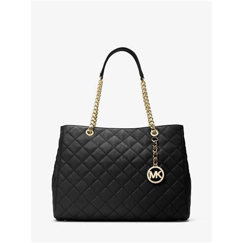 michael michael kors susannah quilted leather large tote|Michael Kors brown tote bag.